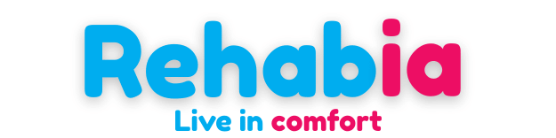 Rehabias logotyp med sloganen ”Live in comfort”